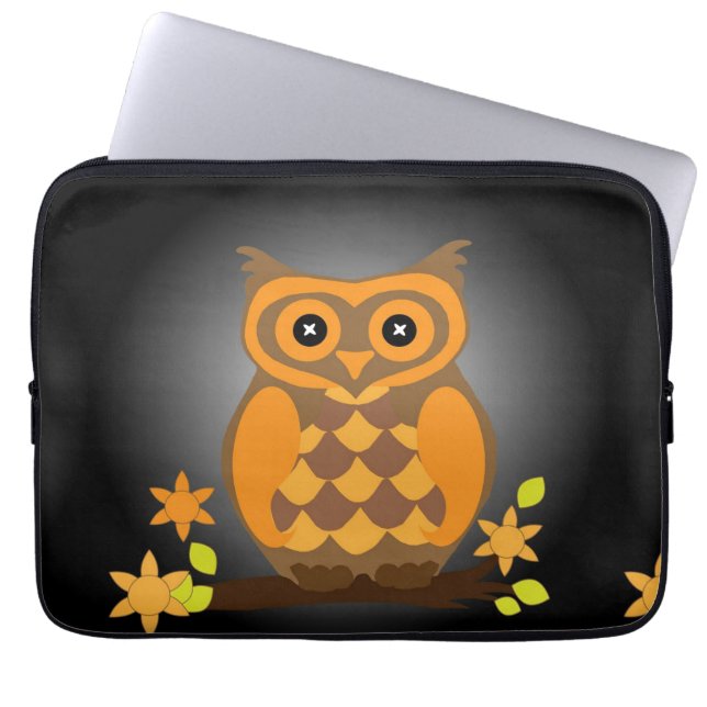 Protection Pour Ordinateur Portable Chouette orange d'automne (Devant)