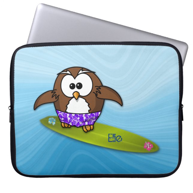 Protection Pour Ordinateur Portable chouette surfeur (Devant)