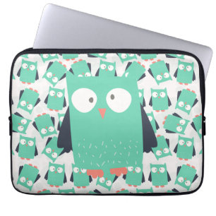 Protection Pour Ordinateur Portable Chouettes lunaires turquoises