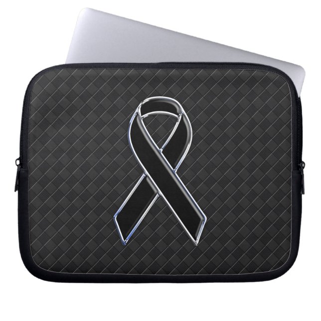 Protection Pour Ordinateur Portable Chrome Black Ribbon Awareness Style (Devant)