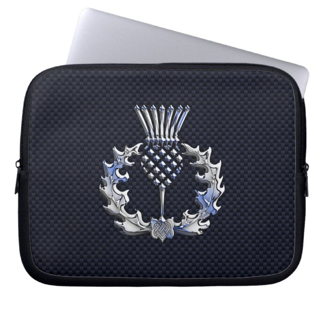 Protection Pour Ordinateur Portable Chrome d'argent comme chardon écossais (Devant)