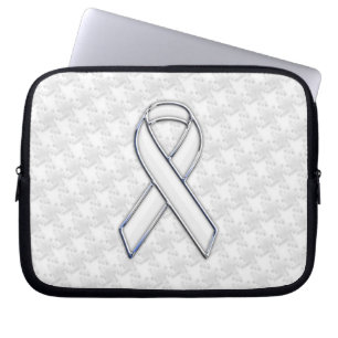 Protection Pour Ordinateur Portable Chrome White Ribbon Sensibilisation sur Houndstoot