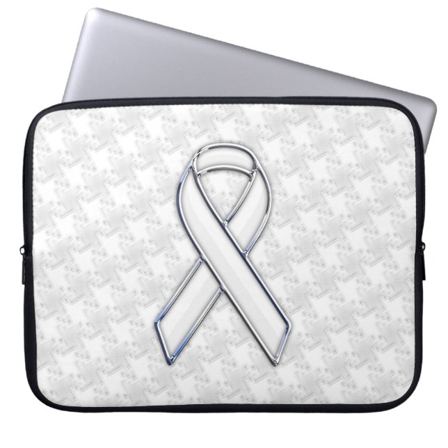 Protection Pour Ordinateur Portable Chrome White Ribbon Sensibilisation sur Houndstoot (Devant)