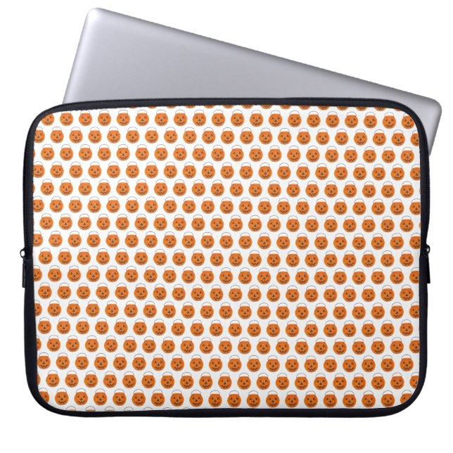 Protection Pour Ordinateur Portable Citrouille d'Halloween blanc orange (Devant)