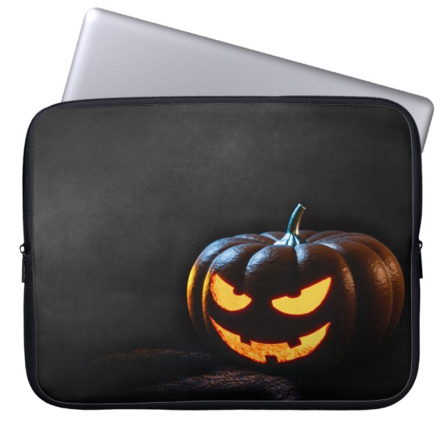 Protection Pour Ordinateur Portable Citrouille d'Halloween Jack-O-Lantern Éffrayant (Devant)