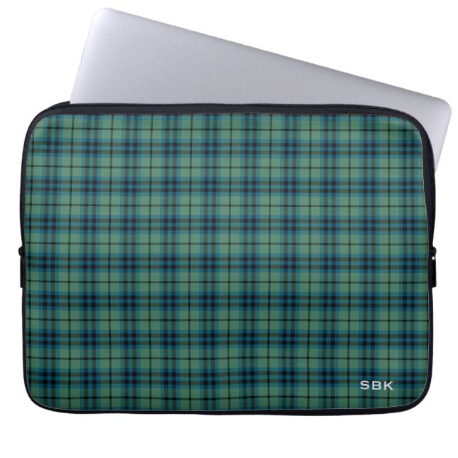 Protection Pour Ordinateur Portable Clan Keith Tartan Green Plaid Monogramme (Devant)