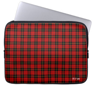 Protection Pour Ordinateur Portable Clan Wallace Tartan Monogramme rouge et noir plaid