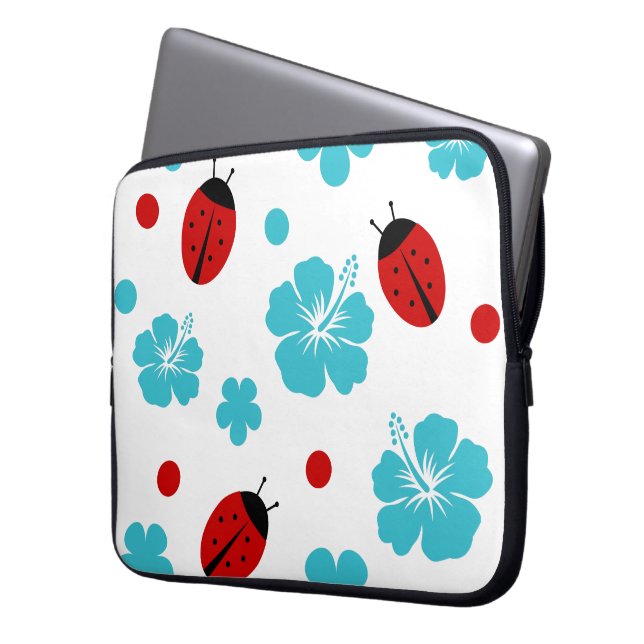 Protection Pour Ordinateur Portable Coccinelles florales de nature (devant gauche)