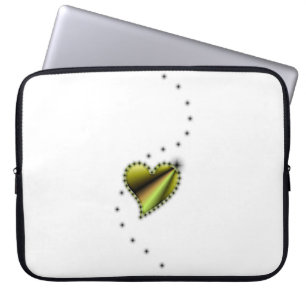 Protection Pour Ordinateur Portable Coeur arc-en-ciel jaune noir avec étoiles