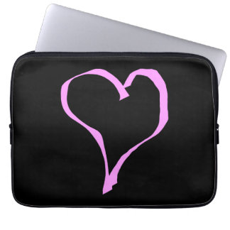 Protection Pour Ordinateur Portable Coeur rose sur le noir