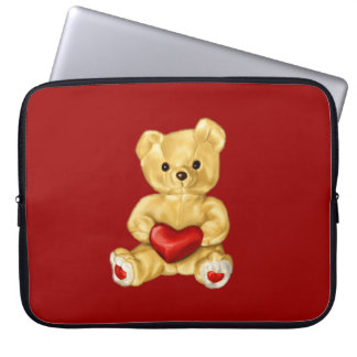 Protection Pour Ordinateur Portable Coeur rouge Hypnotisant mignon Ours En Teddy