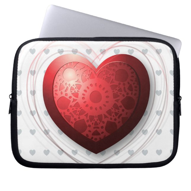 Protection Pour Ordinateur Portable Coeur rouge, manche portable (Devant)