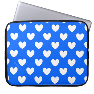 Protection Pour Ordinateur Portable Cœurs à pois blancs sur fond bleu