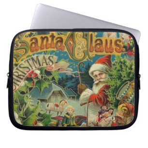 Protection Pour Ordinateur Portable Collage de Noël victorien du Père Noël Antique