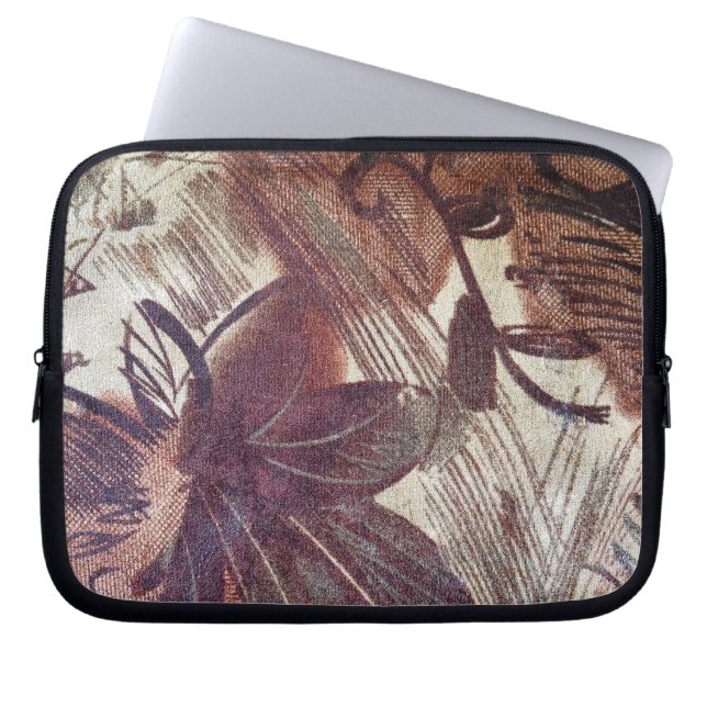 Protection Pour Ordinateur Portable Conception florale marron abstraite 1 (Devant)