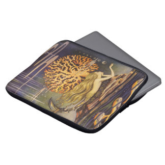 Protection Pour Ordinateur Portable Conte de fées vintage, petite sirène dans le corai