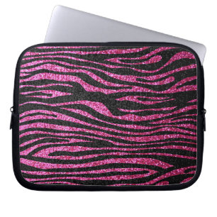 Protection Pour Ordinateur Portable Copie rose et noire de zèbre bling (parties