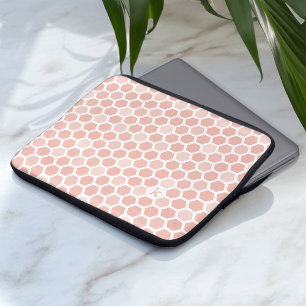 Protection Pour Ordinateur Portable Coral rose Geo Hexagon Motif Monogramme