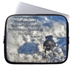 Protection Pour Ordinateur Portable Corbeau corbeau noir dans la photo de neige