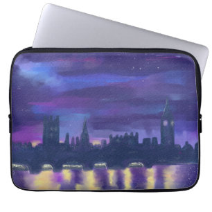 Protection Pour Ordinateur Portable Coucher de soleil violet Londres Cityscape peintur