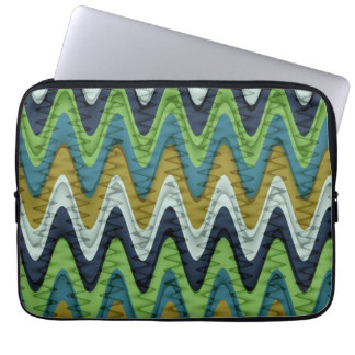Protection Pour Ordinateur Portable Couleurs rétro rayures ondulées motif