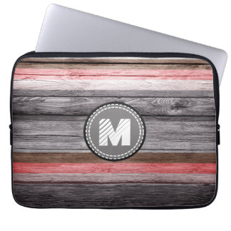Protection Pour Ordinateur Portable Couleurs vintages Rayures Bois Look #2