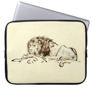Protection Pour Ordinateur Portable Croquis vintage d'encre de Rembrandt d'un lion