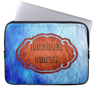 Protection Pour Ordinateur Portable Cuir bleu
