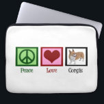 Protection Pour Ordinateur Portable Cute Corgi<br><div class="desc">Un signe de paix,  un coeur,  et un mignon corgi galet pembroke.</div>