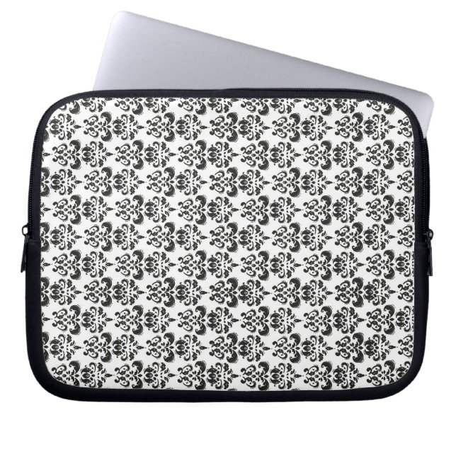 Protection Pour Ordinateur Portable Damas noir et blanc (Devant)