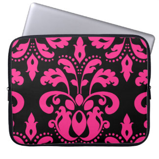 Protection Pour Ordinateur Portable Damas victorienne vintage rose et noire chaud