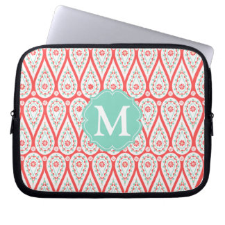 Protection Pour Ordinateur Portable Damassé élégante moderne Paisley de corail