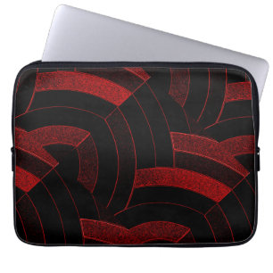 Protection Pour Ordinateur Portable des chevrons noirs/rouges chic et design