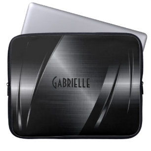Protection Pour Ordinateur Portable Design géométrique moderne en métal noir
