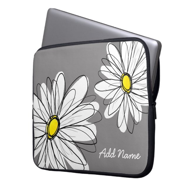 Protection Pour Ordinateur Portable Dessin Hipster Daisy - gris jaune (devant gauche)