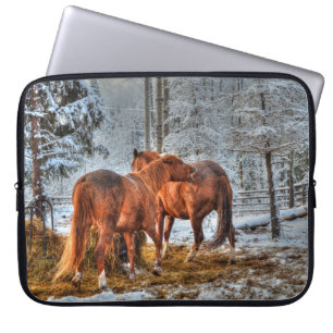 Protection Pour Ordinateur Portable Deux Chevaux de Châtaignier Biting Fun Equine Phot