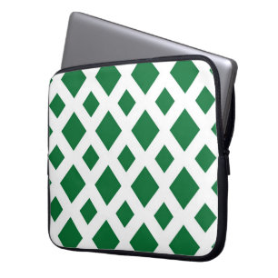 Protection Pour Ordinateur Portable Diamants verts sur blanc