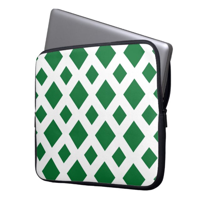 Protection Pour Ordinateur Portable Diamants verts sur blanc (devant gauche)