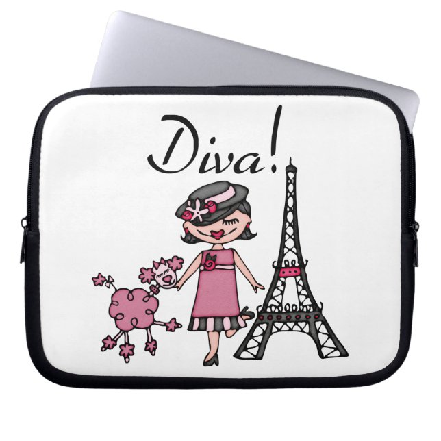 Protection Pour Ordinateur Portable Diva de cheveux noirs (Devant)