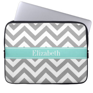 Protection Pour Ordinateur Portable Dk Gray White LG Chevron Turquoise