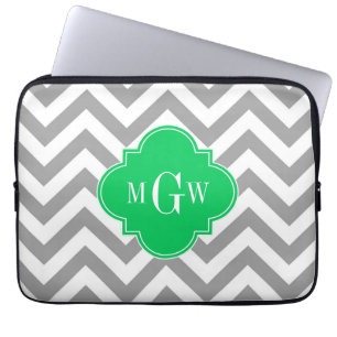 Protection Pour Ordinateur Portable Dk Grey Lg Chevron Emerald Quatrefoil 3 Monogramme