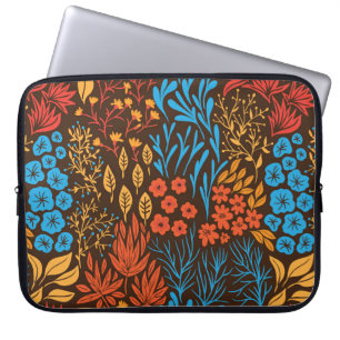 Protection Pour Ordinateur Portable Doodles floraux foncés