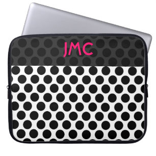 Protection Pour Ordinateur Portable Dottie noir décoré d'un monogramme