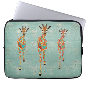 Protection Pour Ordinateur Portable Douille ambre et azurée d'ordinateur de girafes
