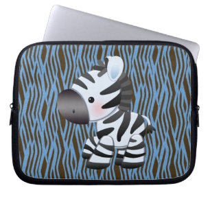 Protection Pour Ordinateur Portable Douille bleue d'ordinateur portable de zèbre et d