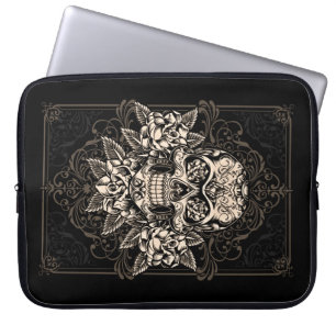 Protection Pour Ordinateur Portable Douille fleurie d'ordinateur portable de crâne de