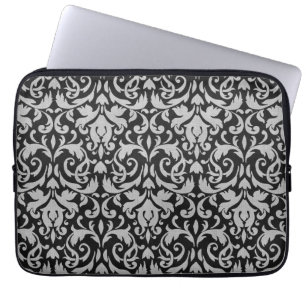Protection Pour Ordinateur Portable Douille grise noire à la mode et de mod de damassé
