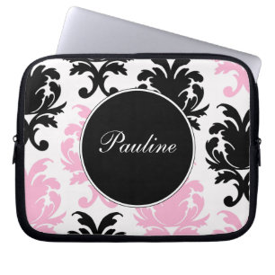 Protection Pour Ordinateur Portable Douilles roses de monogramme d'ordinateur portable