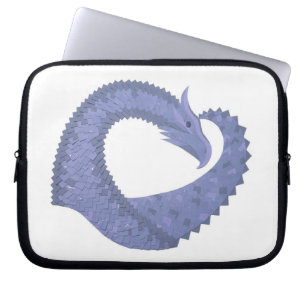 Protection Pour Ordinateur Portable Dragon de coeur gris bleu sur blanc
