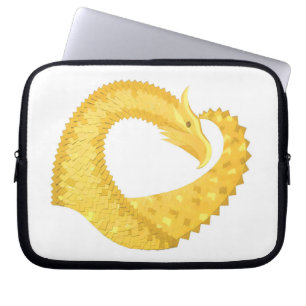 Protection Pour Ordinateur Portable Dragon de coeur jaune sur blanc